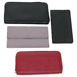 Louis Vuitton-Louis Vuitton Epi Wallet 4Set Black Red Gray LV Auth bs5094-Red