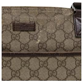 Gucci-Gucci GG bolsa de ombro de lona PVC couro bege marrom escuro 141626 Autenticação5003-Marrom