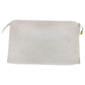 Christian Dior-Christian Dior Honeycomb Canvas Clutch Bag White Auth am4852-White