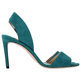 Jimmy Choo-Jimmy Choo Sheila 85 Sandals in Turquoise Suede-Other