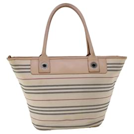 Burberry-BURBERRY Tote Bag Canvas Leather Beige Auth yb121-Brown