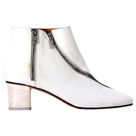 Acne-Acne Studios Marlie Zip Boots in White Leather-White