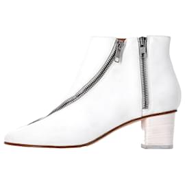 Acne-Acne Studios Marlie Zip Boots in White Leather-White