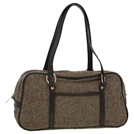 Burberry-BURBERRY Tweed Hand Bag Brown Auth cl505-Brown