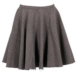 Alexander Mcqueen-McQ by Alexander McQueen Houndstooth Full Skater Skirt in Multicolor Cotton-Multiple colors