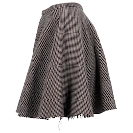Alexander Mcqueen-McQ by Alexander McQueen Houndstooth Full Skater Skirt in Multicolor Cotton-Multiple colors