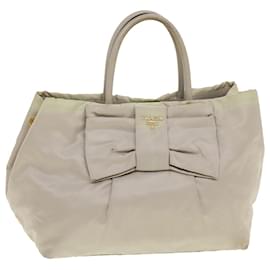 Prada-PRADA Hand Bag Nylon Beige Auth bs5442-Brown