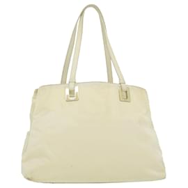 Prada-PRADA Tote Bag Nylon Leather Beige Auth yt907-Brown