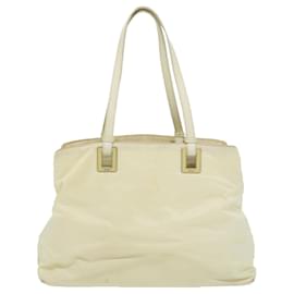 Prada-PRADA Tote Bag Nylon Leather Beige Auth yt907-Brown