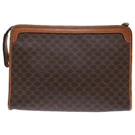 Céline-CELINE Macadam Canvas Clutch Bag PVC Leather Brown Auth 50615-Brown