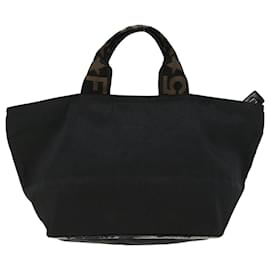 Fendi-FENDI Zucca Canvas Hand Bag Black Brown Auth bs6057-Black