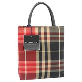 Burberry-BURBERRY Nova Check Mini Hand Bag Red Black Auth ki1446-Red