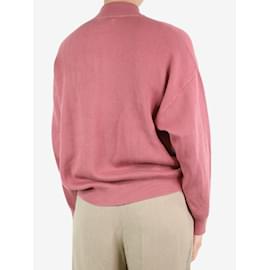 Brunello Cucinelli-Pink zipped cardigan - size UK 8-Pink