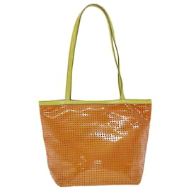 Fendi-FENDI punching Tote Bag Cuir verni Orange 2813-26731-008 Chemin d'authentification4723-Orange