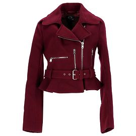 Giacca Biker Alexander McQueen in Lana Bordeaux Bordò
