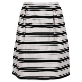 Michael Kors-Michael Kors Stripe Skirt in White Silk-White