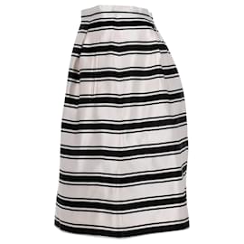 Michael Kors-Michael Kors Stripe Skirt in White Silk-White