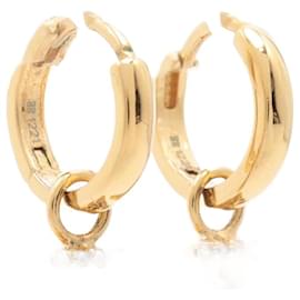 Fendi-Gold plated rhinestone embellished logo drop earrings-Golden
