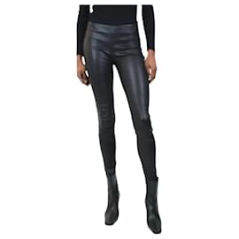 Jitrois-Pantalon skinny noir en cuir à poignets zippés - taille FR 34-Noir