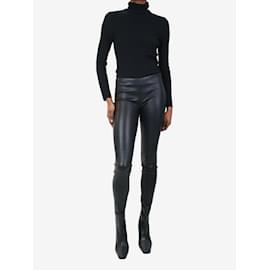 Jitrois-Pantalon skinny noir en cuir à poignets zippés - taille FR 34-Noir