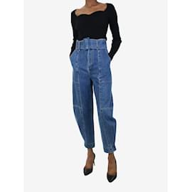 Autre Marque-Blaue Jeans mit hohem Bund und Einsätzen und Gürtel – Größe S-Blau