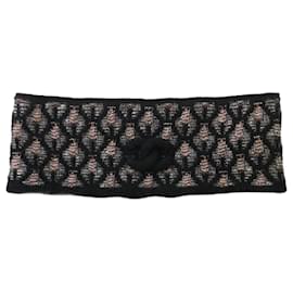Chanel-Chanel Black knitted lurex headband with CC logo detail - size-Black