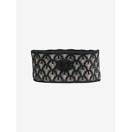 Chanel-Chanel Black knitted lurex headband with CC logo detail - size-Black