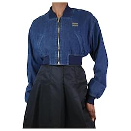 Miu Miu-Blue denim cropped bomber jacket - size IT 36-Blue