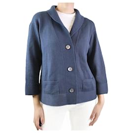 Autre Marque-Cardigan con tasca in lana blu scuro - taglia UK 8-Blu