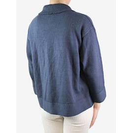 Autre Marque-Dark blue wool pocket cardigan - size UK 8-Blue