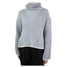 Fendi-Suéter cinza com gola redonda e mistura de seda - tamanho Reino Unido 12-Cinza