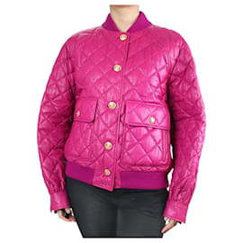 Gucci-Magenta quilted leather bomber jacket - size IT 40-Pink