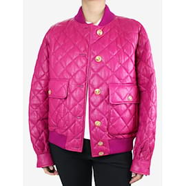 Gucci-Magenta gesteppte Bomberjacke aus Leder – Größe IT 40-Pink