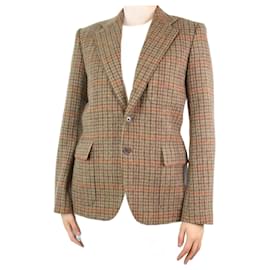 Ralph Lauren-Brown houndstooth jacket - size UK 6-Brown