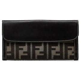 Fendi-Fendi Brown Zucca Long Wallet-Brown