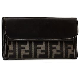 Fendi-Fendi Brown Zucca Long Wallet-Brown