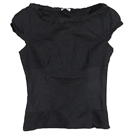 Miu Miu-Miu Miu Ruffled Top in Black Silk-Black