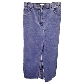 Falda vaquera midi con abertura delantera en algodón azul de Dries Van Noten Azul