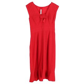 Prada Robe à col en V avec nœud en polyester rouge Rouge