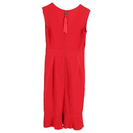 Prada-Prada Robe à col en V avec nœud en polyester rouge-Rouge
