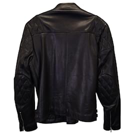 Alexander Mcqueen-Chaqueta Biker Alexander Mcqueen en Cuero Negro-Negro