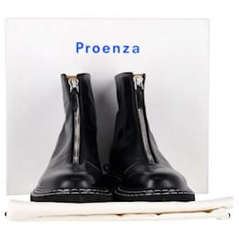 Proenza Schouler-Proenza Schouler Botins com zíper detalhado em couro preto-Preto