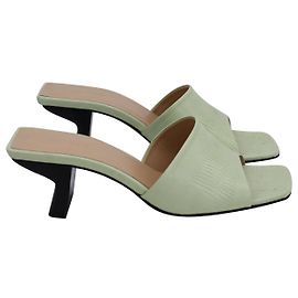 By Far Mules Lily en Cuir Vert Vert