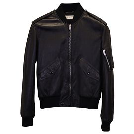 Giubbotto Bomber Saint Laurent in Pelle Nera Nero