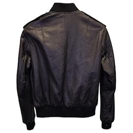 Saint Laurent-Saint Laurent Bomber Jacket in Black Leather-Black