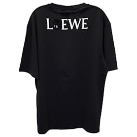 Loewe-Camiseta de algodón negra con bordado Kaonashi de lujo de Loewe-Negro