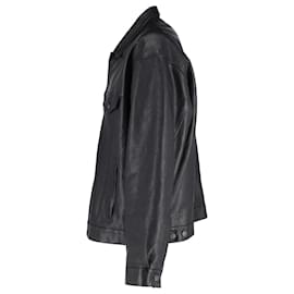 Balenciaga-Balenciaga Boxy Lederjacke aus schwarzem Leder-Schwarz