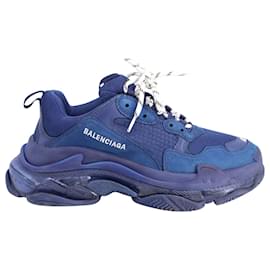 Balenciaga-Balenciaga Triple S Sneakers aus marineblauem Polyurethan-Blau,Marineblau
