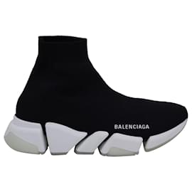 Balenciaga-Balenciaga Speed 2.0 Knit Sock Sneakers in Black Polyester-Black