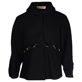 Marni-Übergroßer Marni-Mantel aus schwarzer Wolle mit Knopfleiste vorne-Schwarz